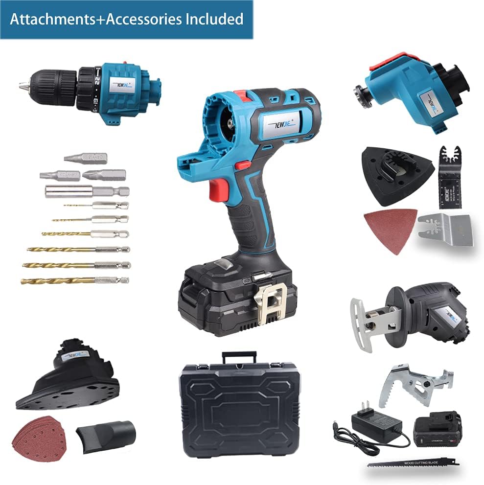 20V MAX Power Tool Combo Kit with Case, 4-Tool Attachments Drill, Reciprocating Saw, Oscillating Tool, Sander P66236