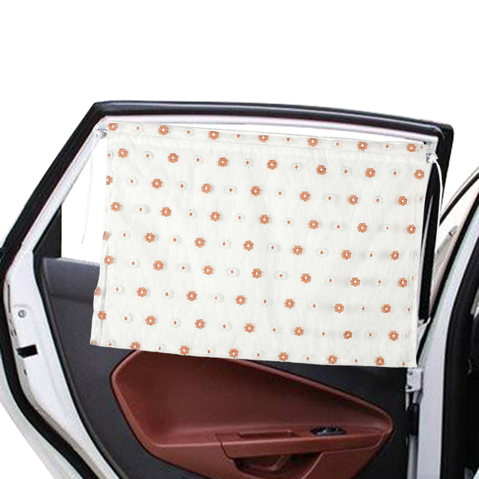 Car Window Curtains Sun Shade with UV Protection Sunshades Screen with Lace Trim N6039