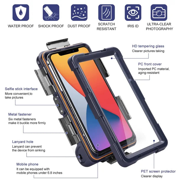 Waterproof Protective Case for Phones Up to 6.9 Inch with Lanyard R80108