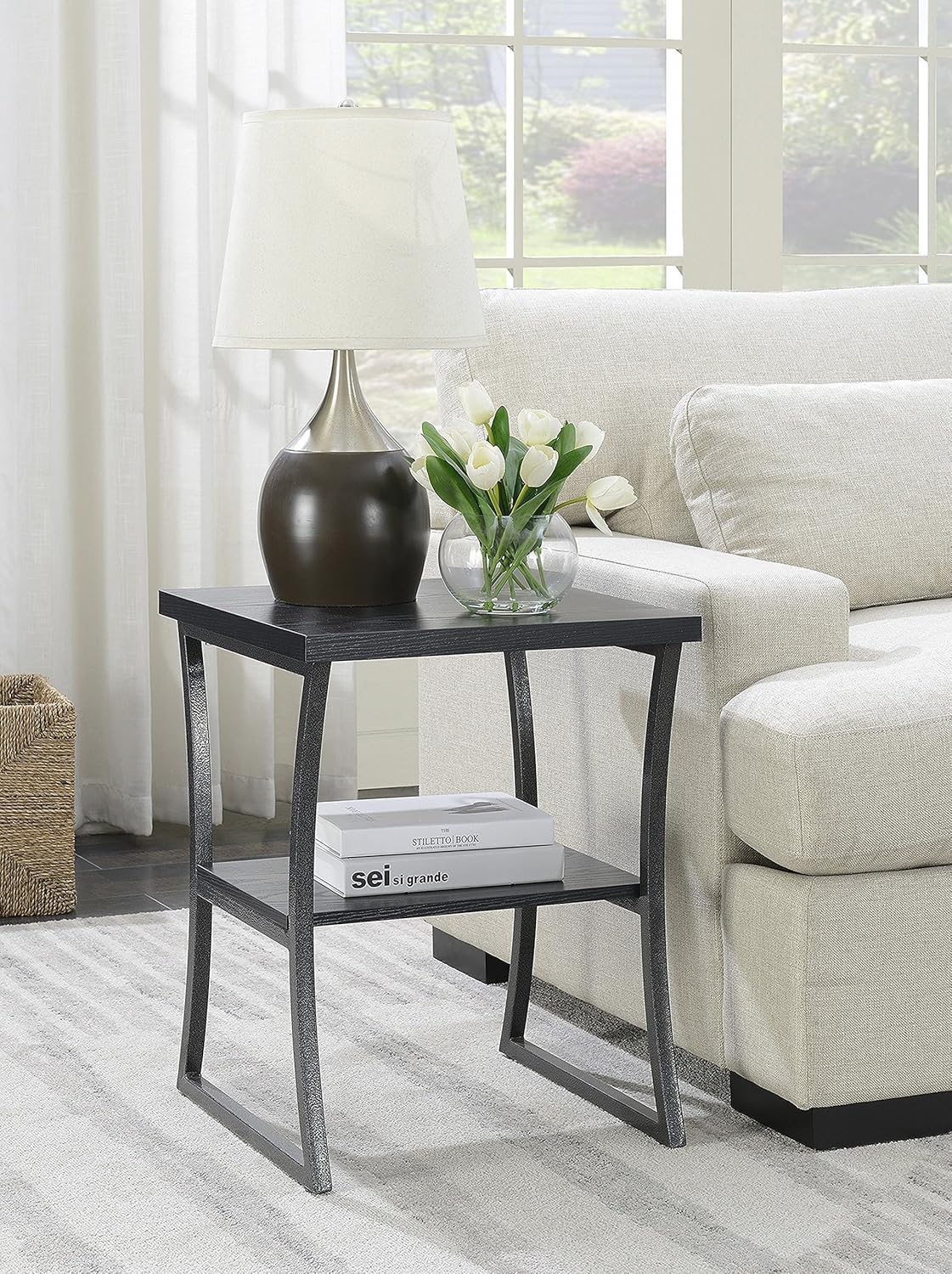 Faux Birch Slate Gray Frame End Table D115804