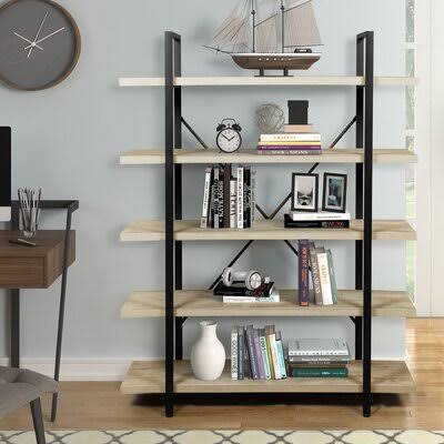 Industrial Bookshelf with Metal Frame U990