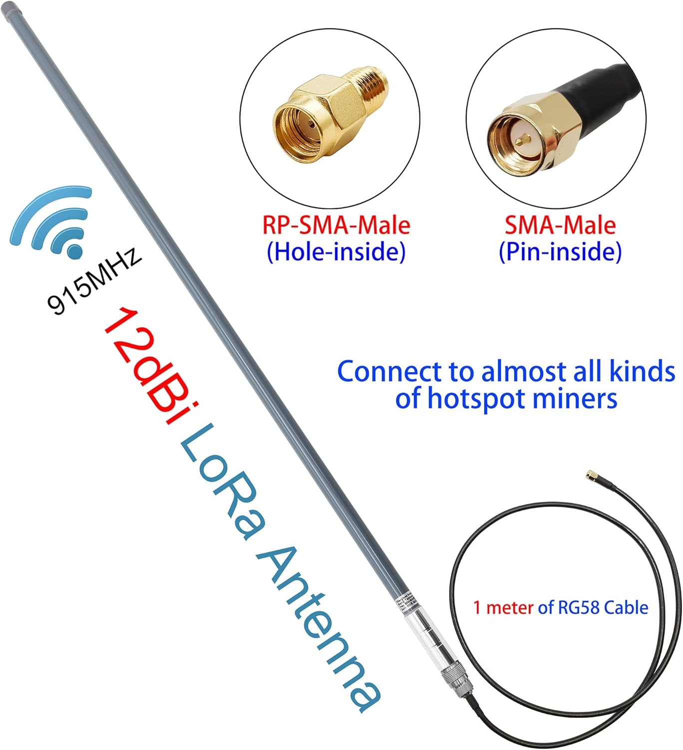 LoRa Gateway Antenna 12dBi with 20ft Extension Cable H43236
