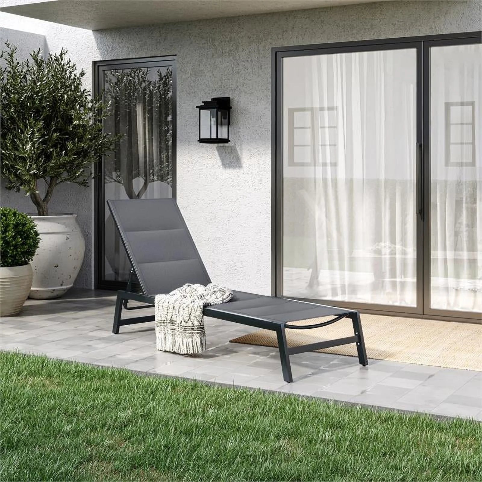 Gray Polyester Mesh Reclining Lounger H47692