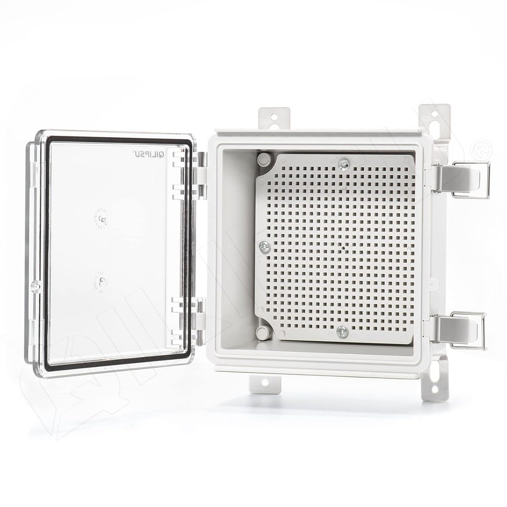 Clear Hinged Cover Junction Box with Mounting Plate, IP67 Waterproof ABS Plastic Grey R378742