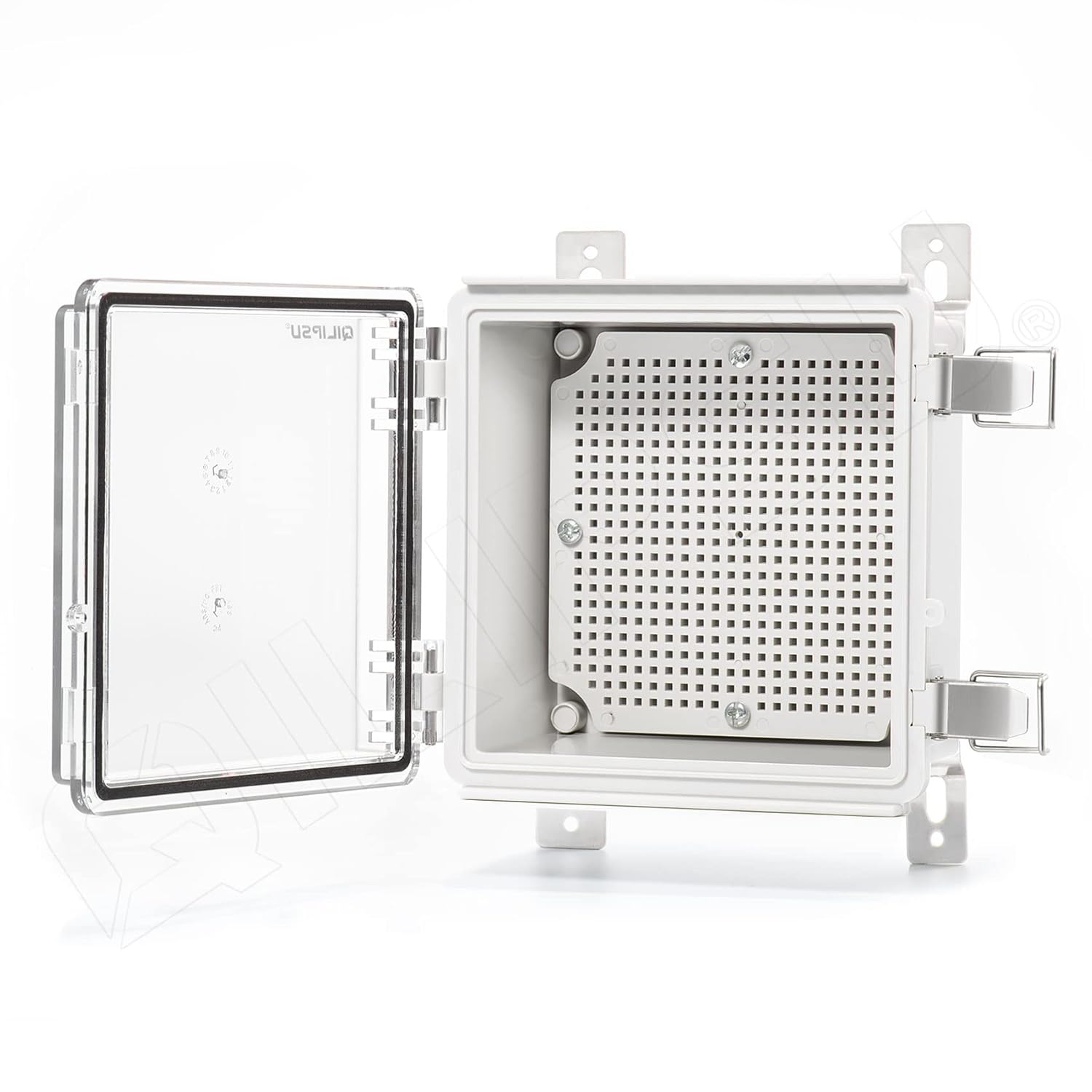 Clear Hinged Cover Junction Box with Mounting Plate, IP67 Waterproof ABS Plastic Grey R378742