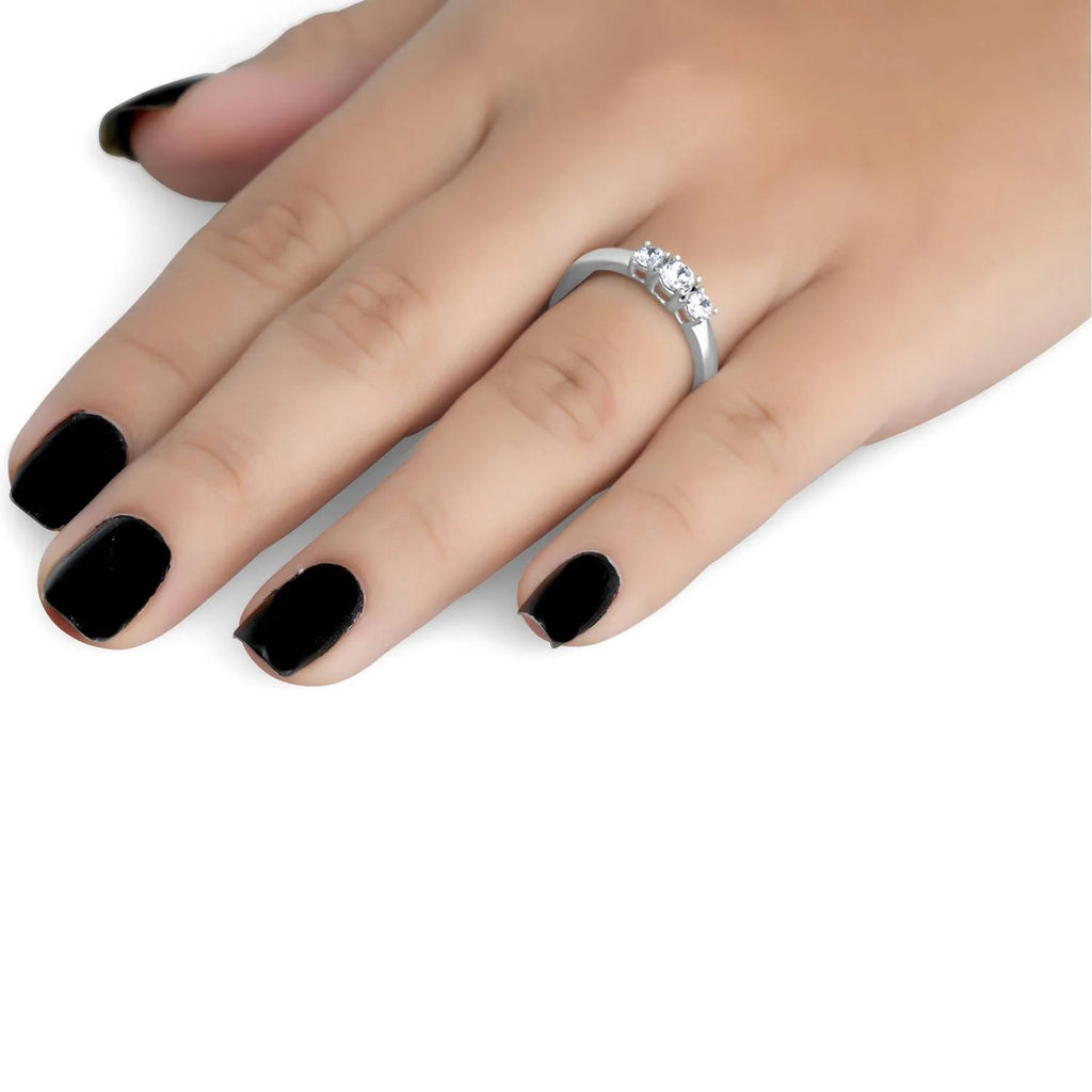 3/4CT Diamond 3 Stone Engagement Ring 14K White Gold N365859