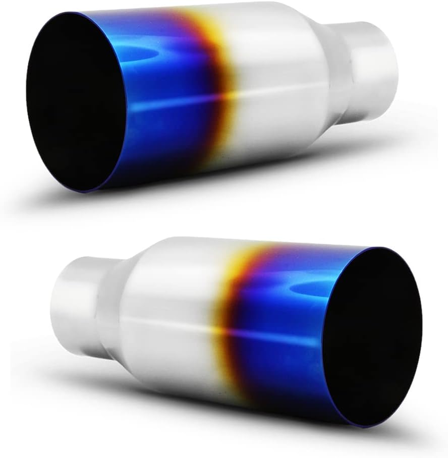 Black Stainless Steel Exhaust Tip 2PCS 2.5" Inlet 4" Outlet 9" Long Weld On A163