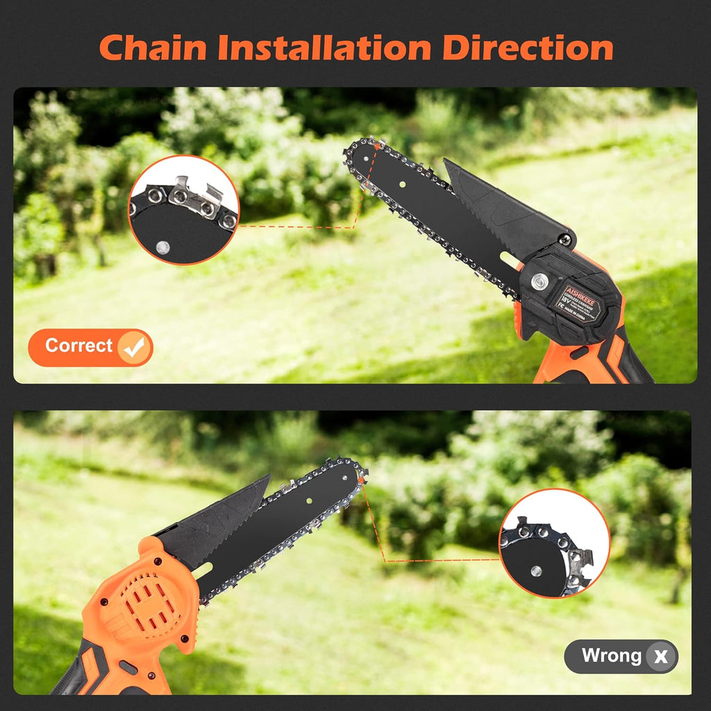 Mini Chainsaw 6 Inch Cordless Pruning Saw with 2 Rechargeable Battery H524275