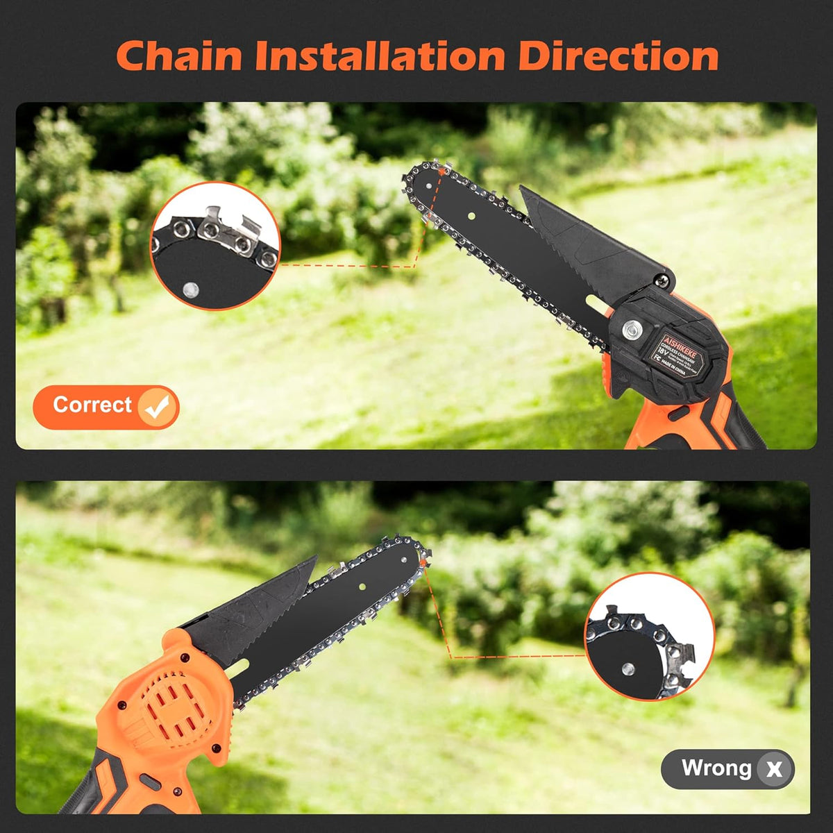 Mini Chainsaw 6 Inch Cordless Pruning Saw with 2 Rechargeable Battery H524275