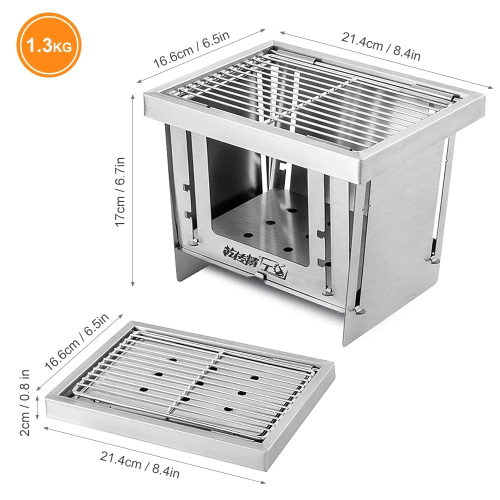 Stainless Steel Portable Wood Stove Bbq Grill N3069