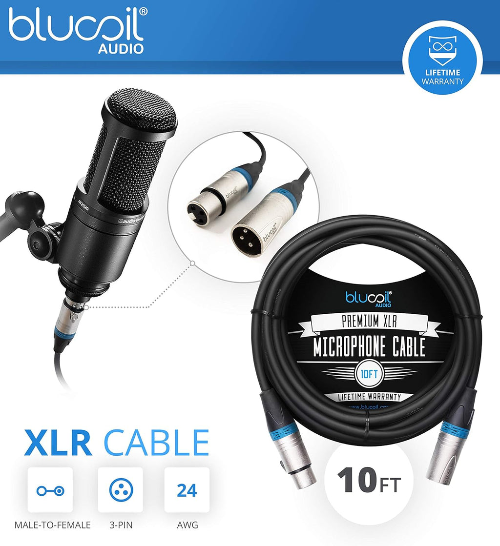 Cardioid Condenser Microphone Bundle with 12 Acoustic Foam Isolation Panel Wedges, 10' XLR Cable, Boom Arm, Pop Filter, and Headphones L70170