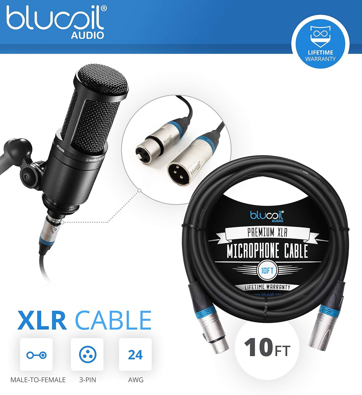 Cardioid Condenser Microphone Bundle with 12 Acoustic Foam Isolation Panel Wedges, 10' XLR Cable, Boom Arm, Pop Filter, and Headphones L70170