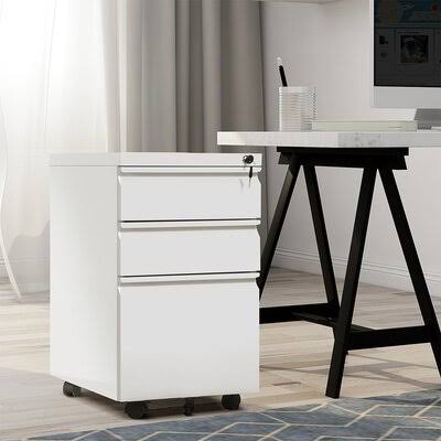 White 3-Drawer Mobile Vertical Filing Cabinet H4451