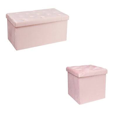 Pink Velvet Ottoman with Storage I861