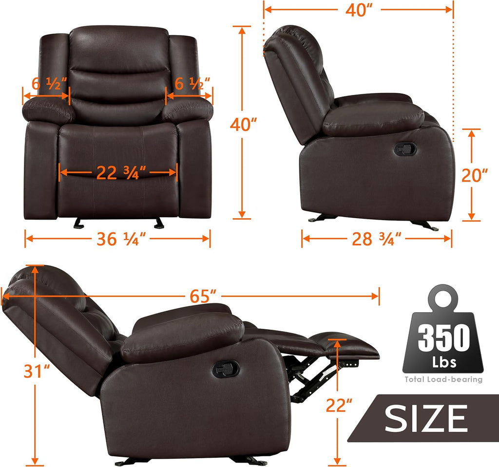 Brown Faux Leather Manual Rocker Recliner Chair V620006