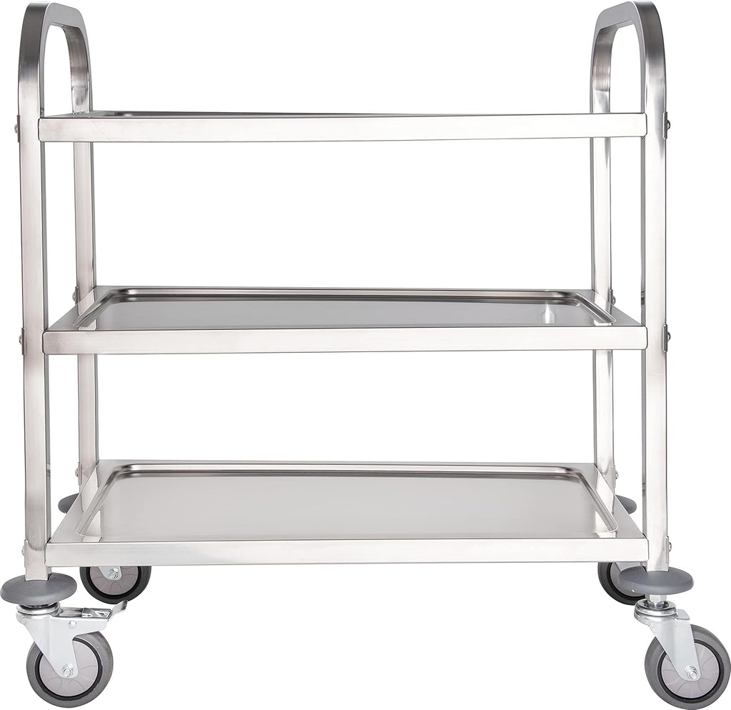 3 Shelf Stainless Steel Utility Cart, 400 Pound Capacity I1094