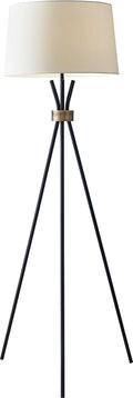 Black Tripod Floor Lamp with Antique Brass Accent P53635
