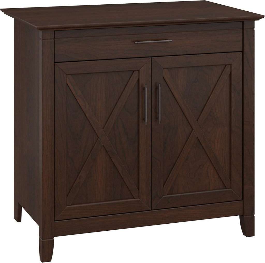 Pure White Oak Secretary Desk with Keyboard Tray and Storage Cabinet B544870