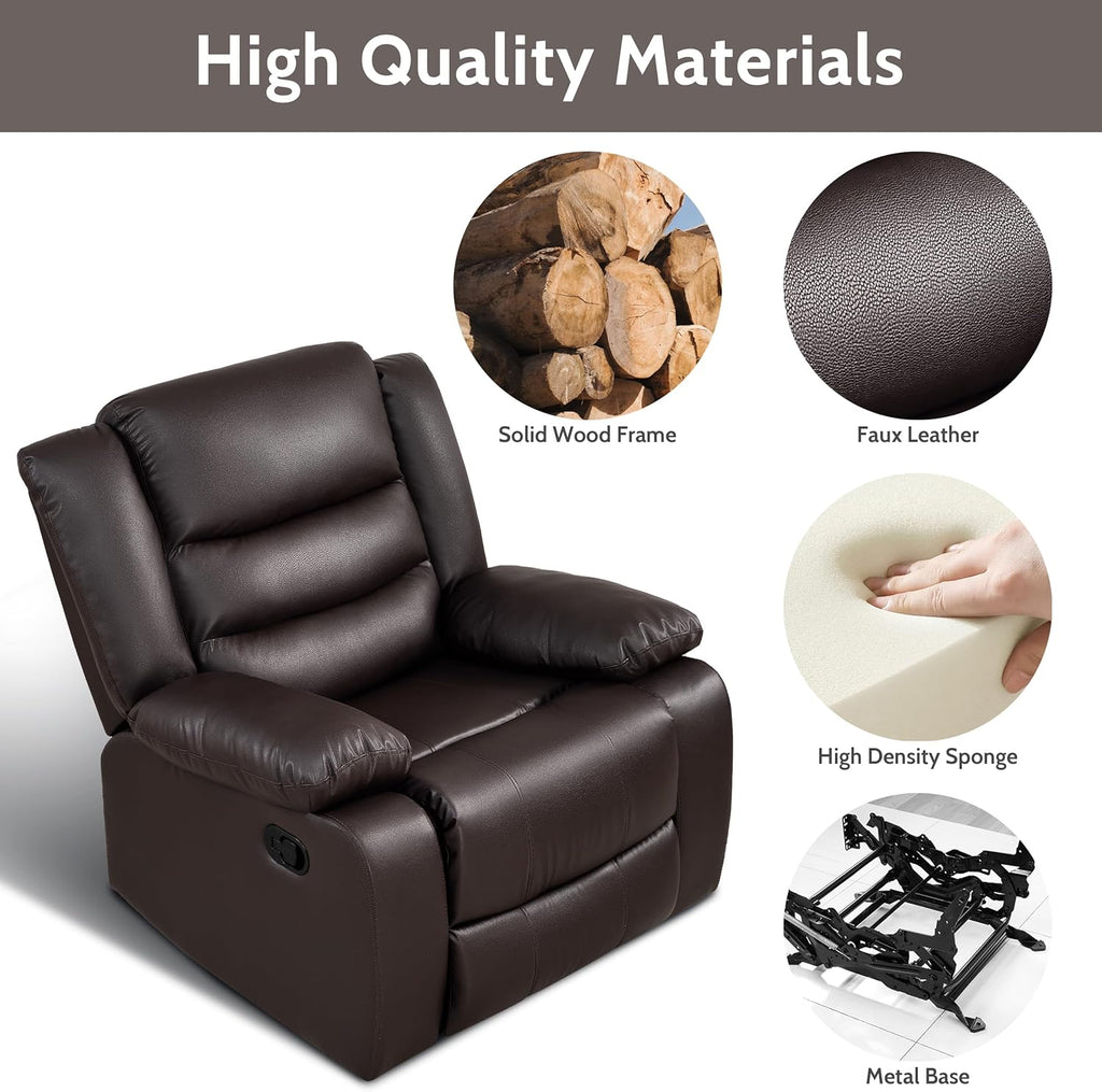 Brown Faux Leather Manual Rocker Recliner Chair V620006