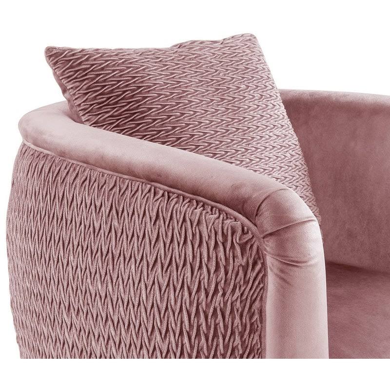 Blush Pink Velvet Barrel Accent Chair with Metal Legs G41992