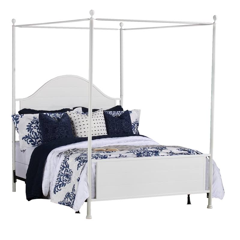 Brushed White Queen Metal Canopy Bed Q157878