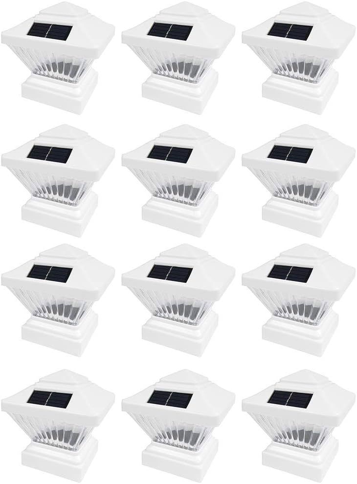 12 Pack White Solar LED Post Cap Light K147
