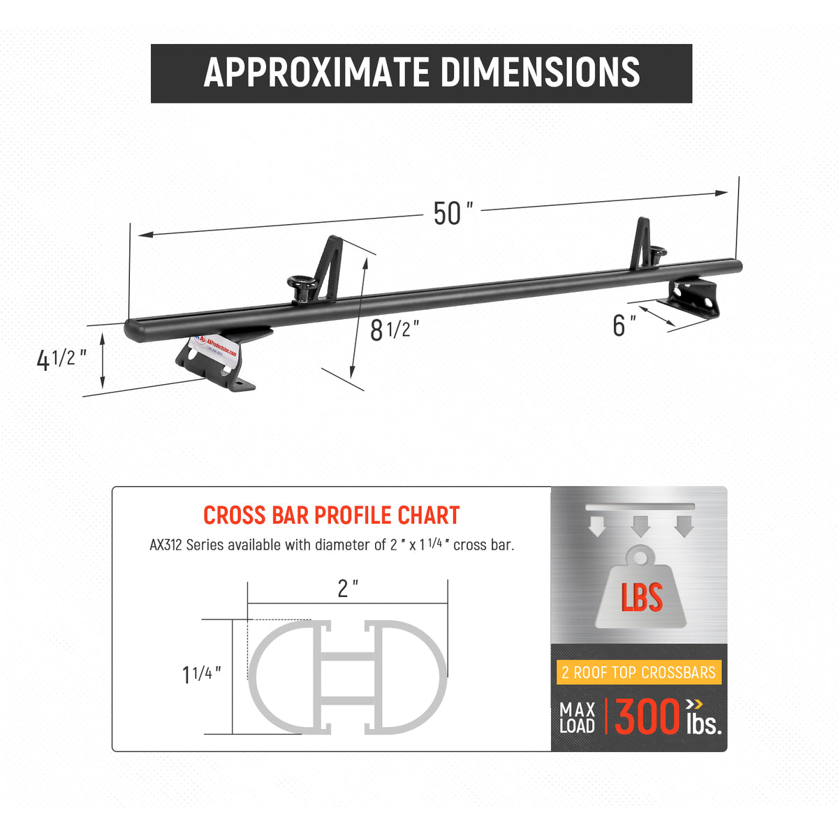 Black Aluminum 2 Bar Van Roof Rack System G270