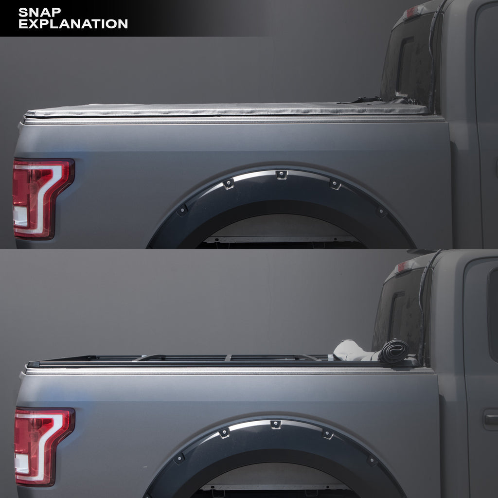 Hidden Snap Tonneau Cover with Truck Bed LED Lights A9830