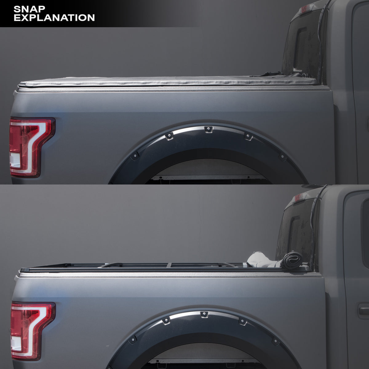 Hidden Snap Tonneau Cover with Truck Bed LED Lights A9830