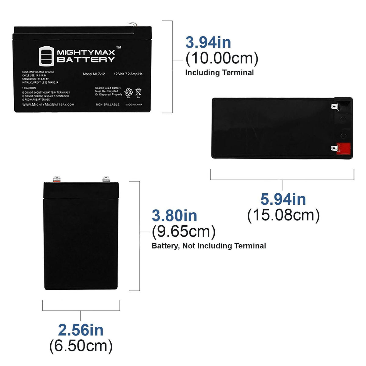 12V 7Ah SLA Battery Replacement - 10 Pack V919