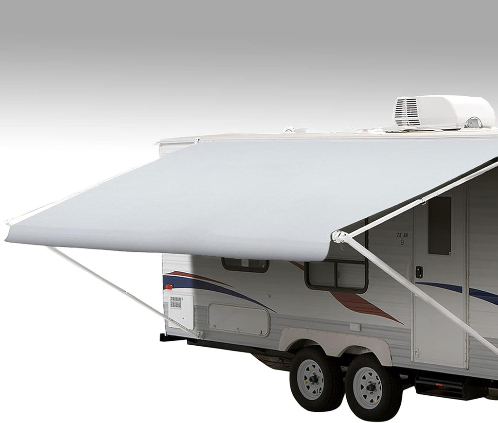 White Weatherproof Vinyl RV Awning Fabric Replacement 16' E882