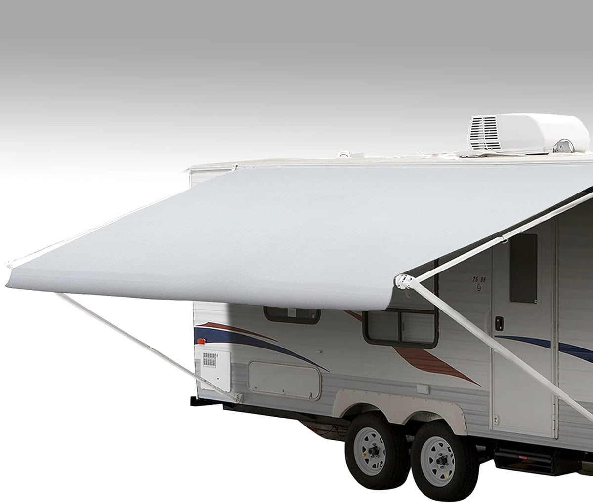 White Weatherproof Vinyl RV Awning Fabric Replacement 16' E882