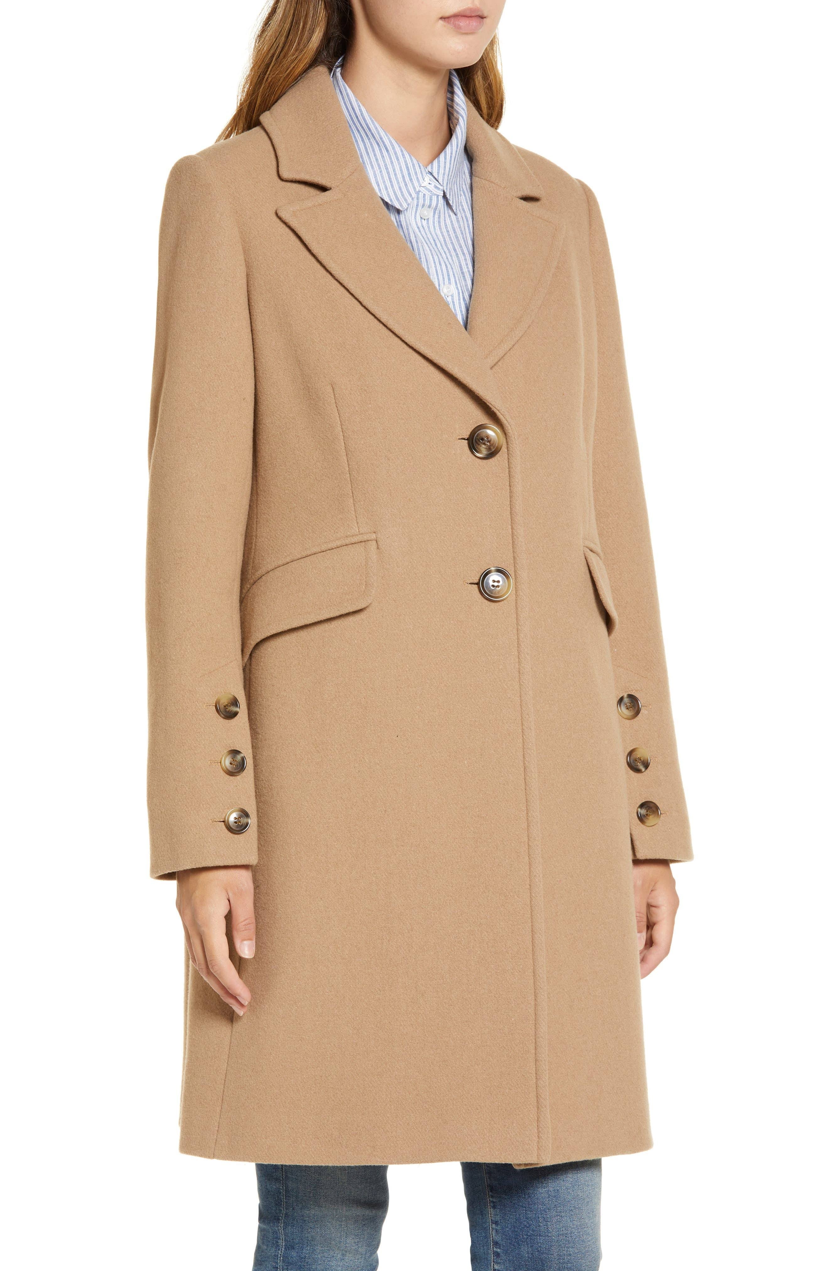 Blue Wool Blend Notched Collar Coat O669665