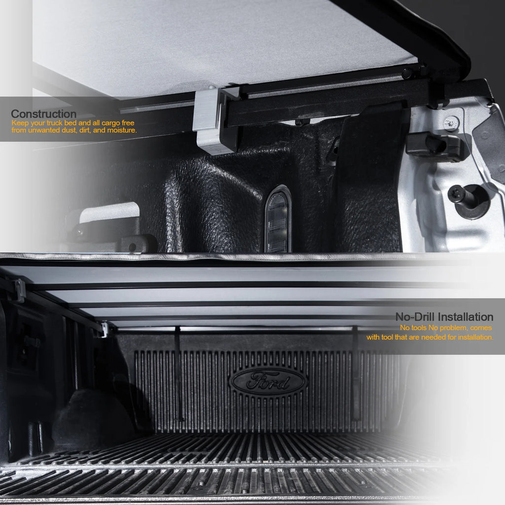 Hidden Snap Tonneau Cover with Truck Bed LED Lights A9830