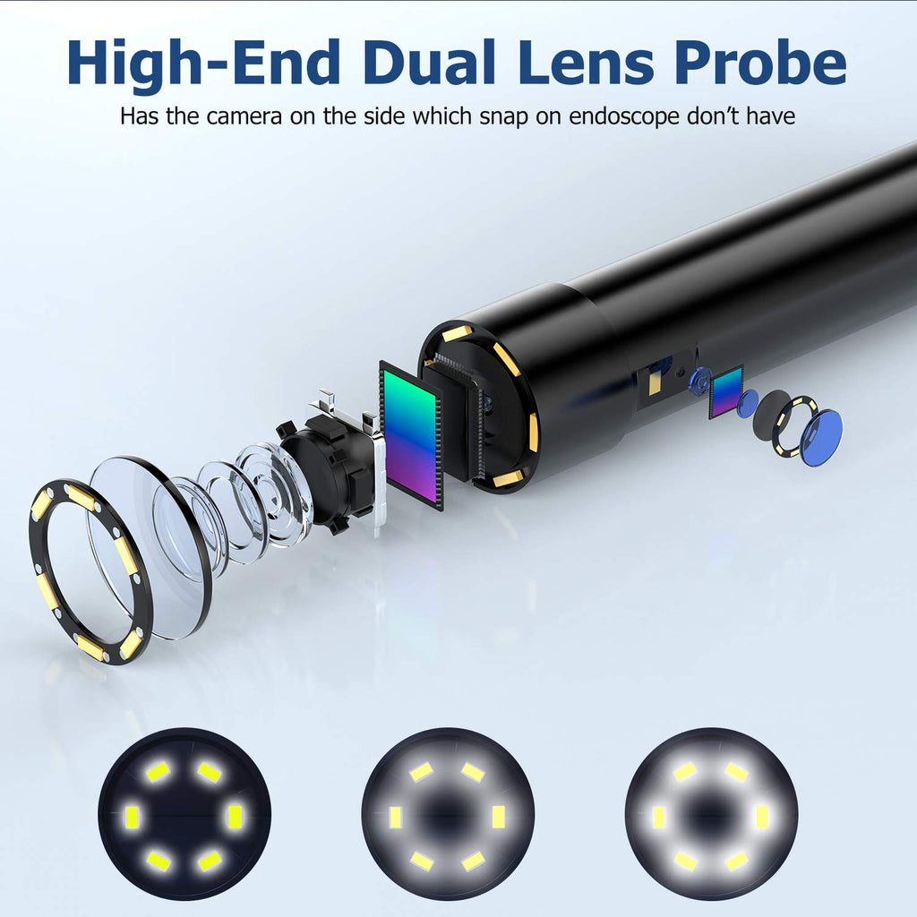 50FT Dual Lens Borescope Camera with 7 Light, IP68 Waterproof O81895
