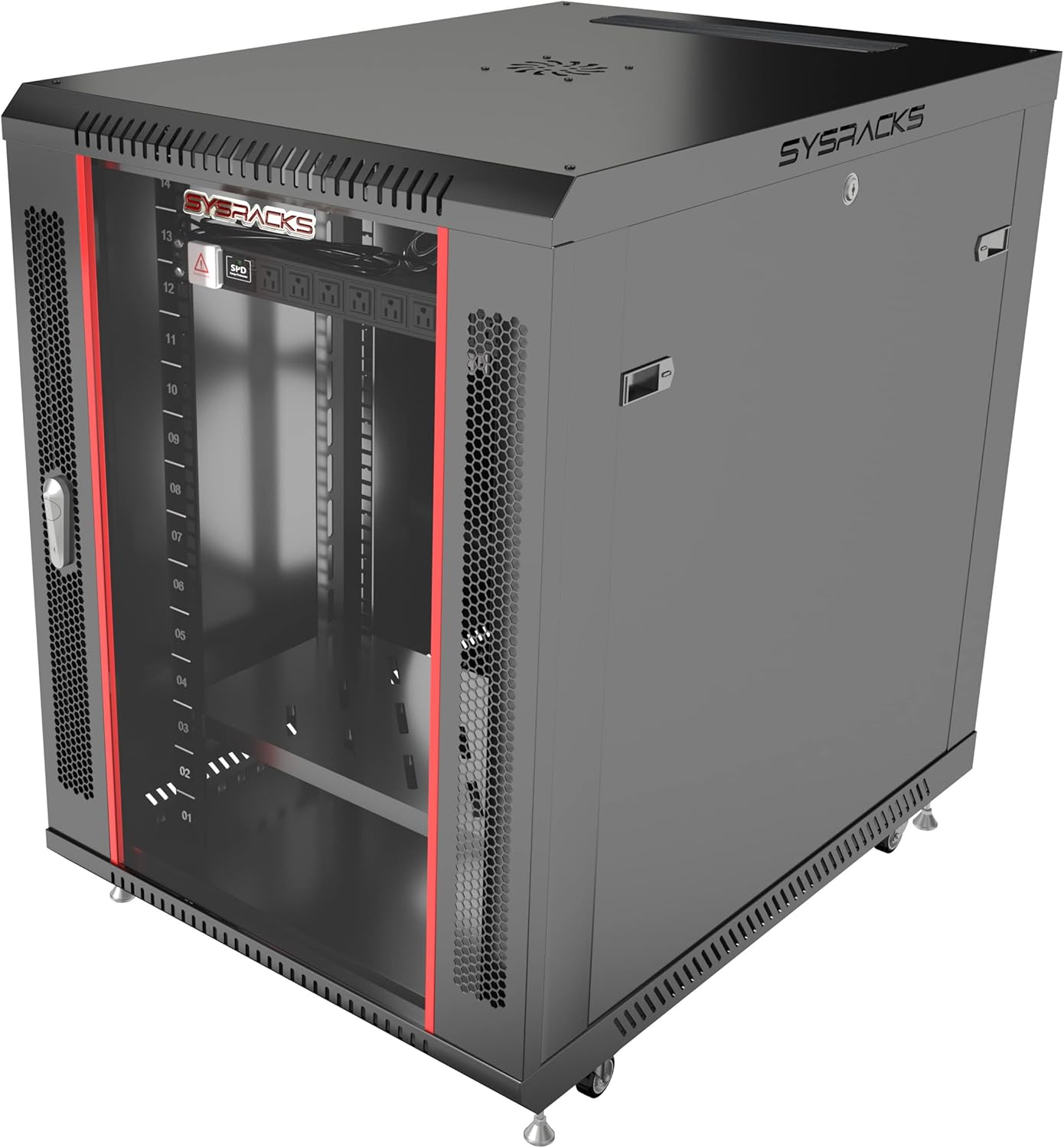15U Server Rack Cabinet Locking Data Enclosure 35 Inch Deep Half Rack on Wheels P678085