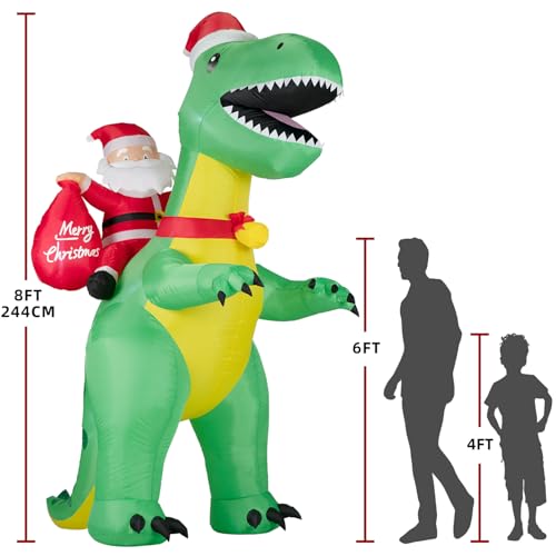 8FT Christmas Inflatables Santa Claus with Christmas Tree, Built-in LED Lights A300559