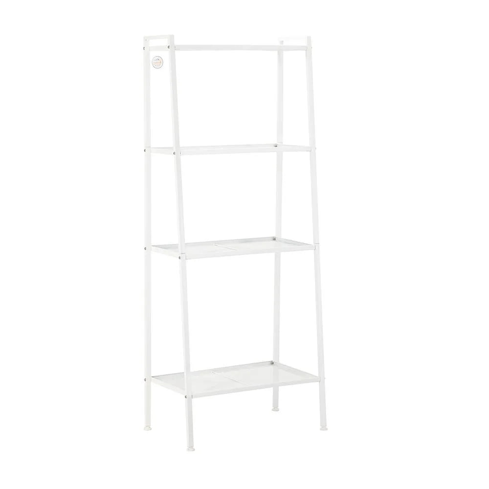 White 4-Tier Leaning Ladder Bookcase R8708