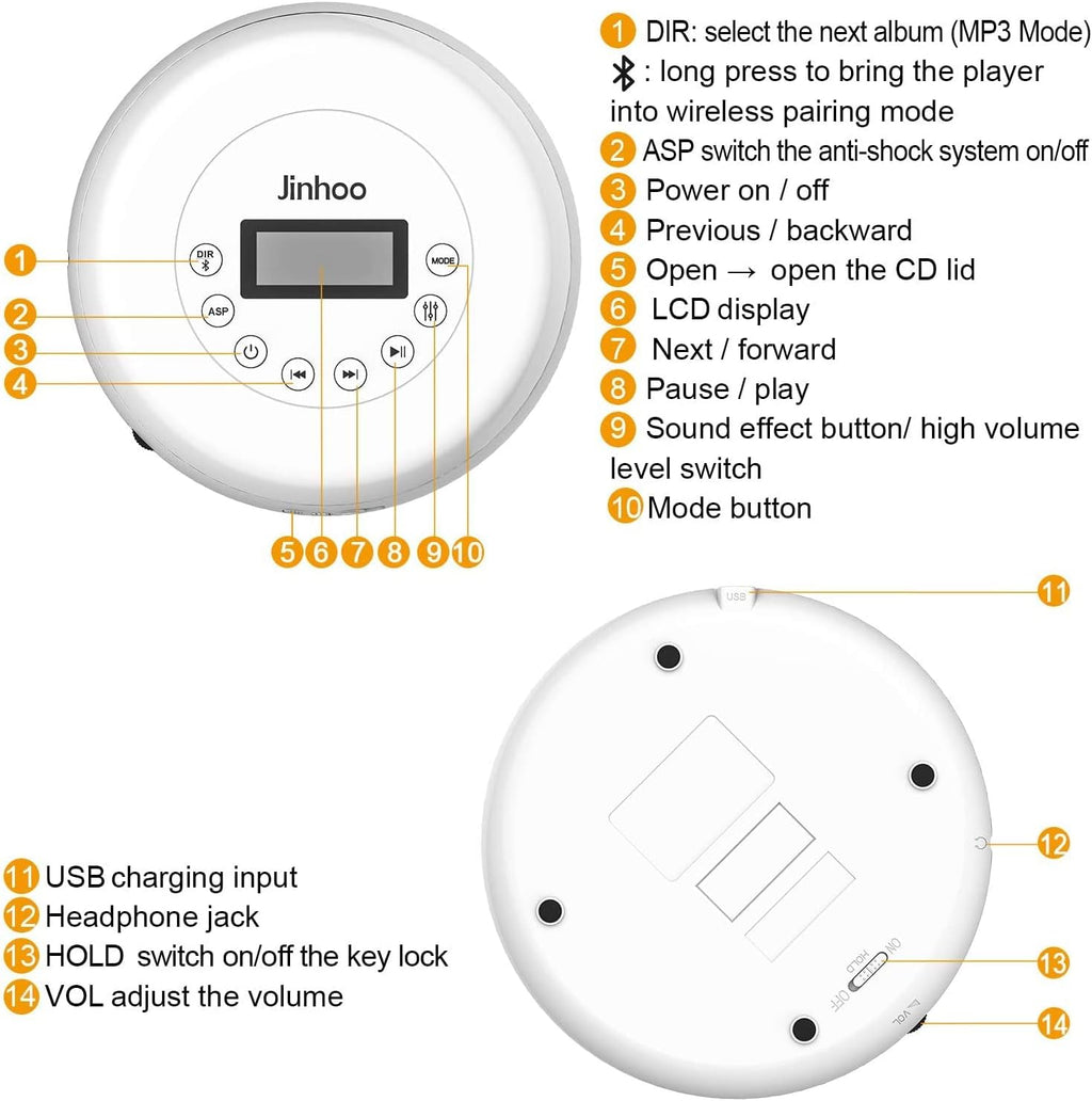 Portable CD Player with Bluetooth, LCD Display, Pack of 2 V548459