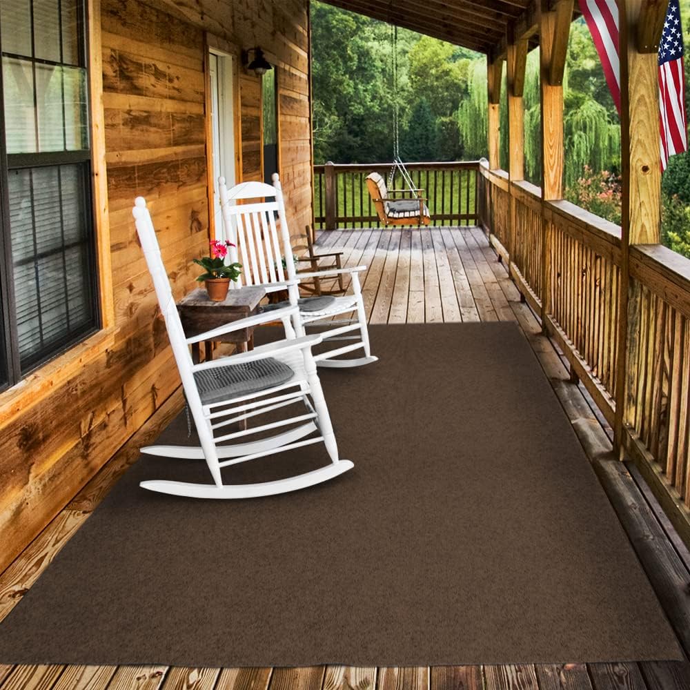 Indoor Outdoor Carpet with Rubber Marine Backing - Dark Brown - 6 Feet x 10 Feet M216
