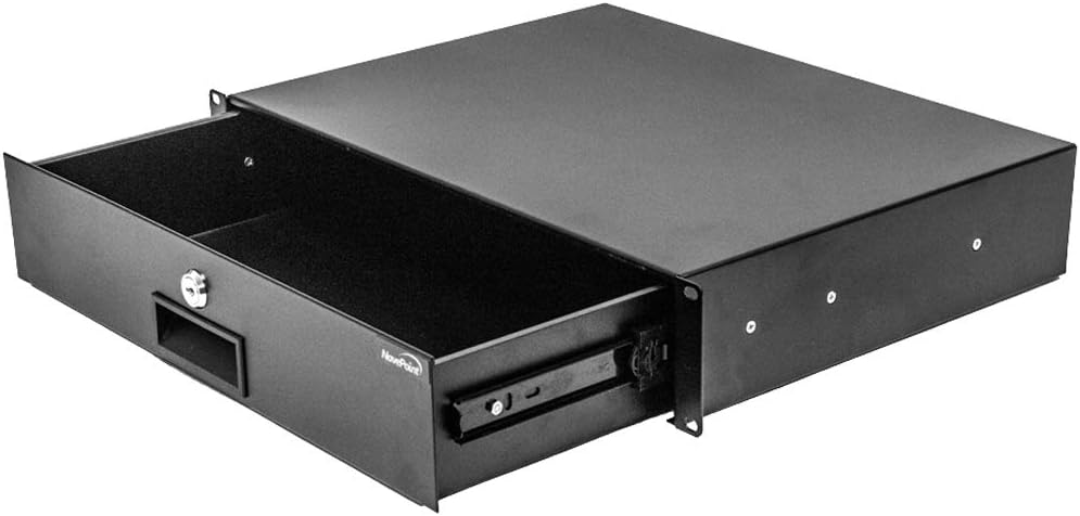 2U Black Rack Mount Drawer with Lock and Key S836