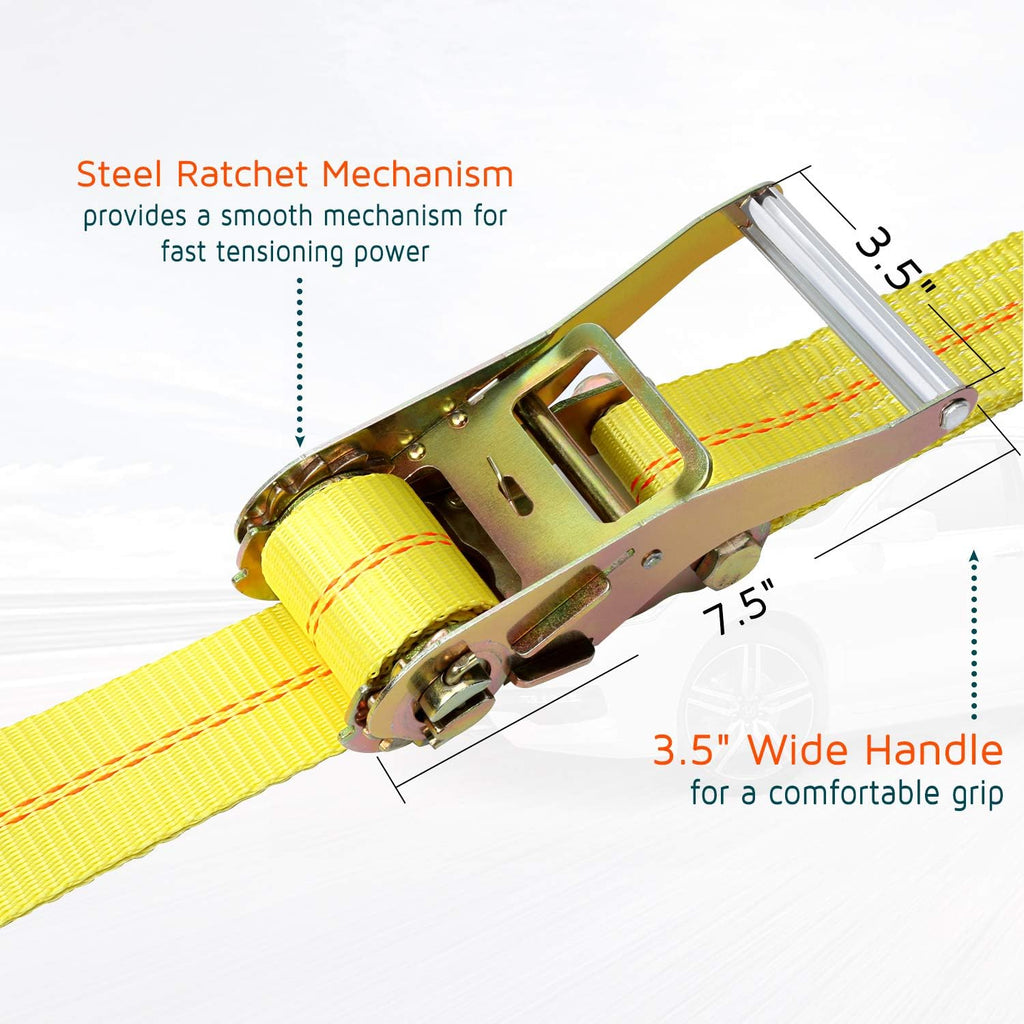 2x 96in Car Axle Tie Down System with 2 Ratchet Straps and 2+2 Axle Straps Z31854
