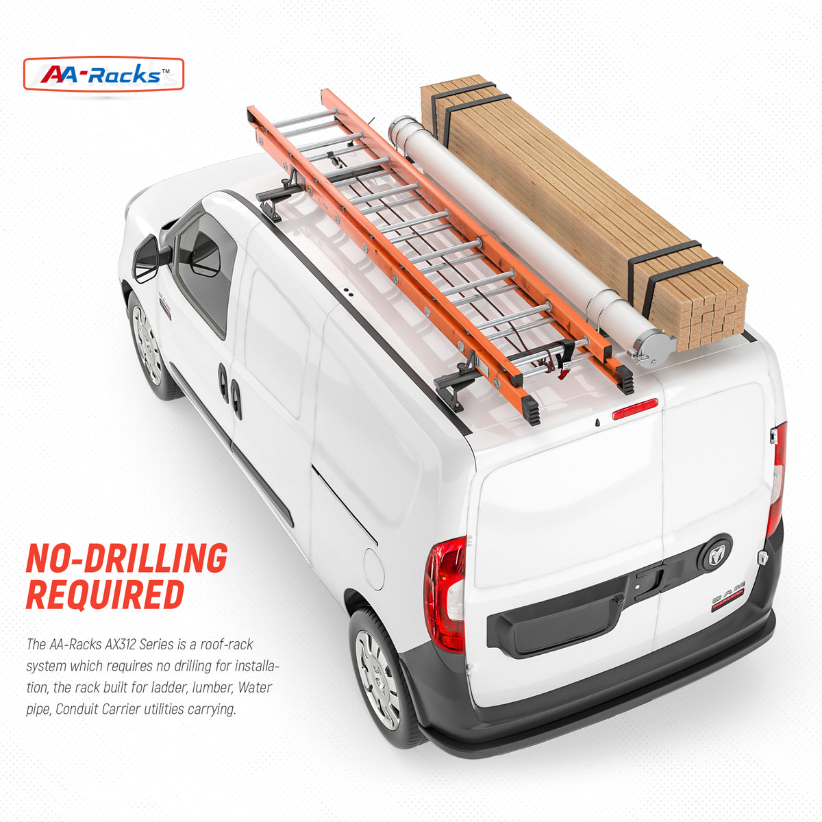 Black Aluminum 2 Bar Van Roof Rack System G270