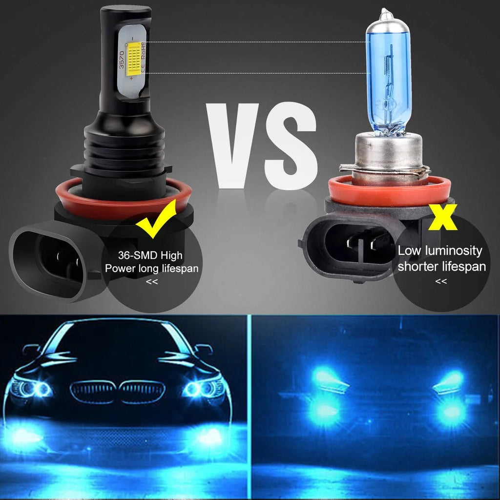 H9 H11 High/Low Beam LED Headlight and H11 Foglight Bulbs 8000K Ice Blue, 6pc Y124260