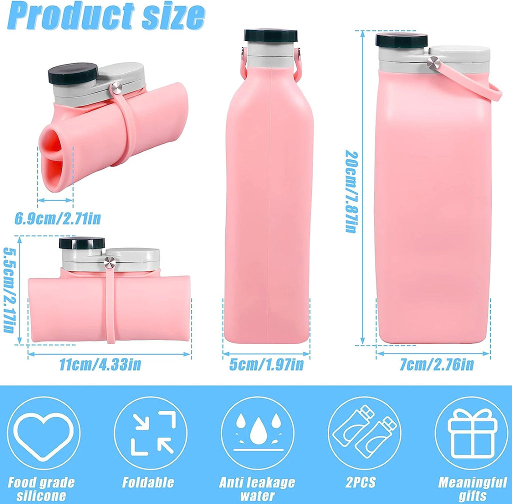 2PCS Collapsible 20oz Silicone Water Bottles M94008