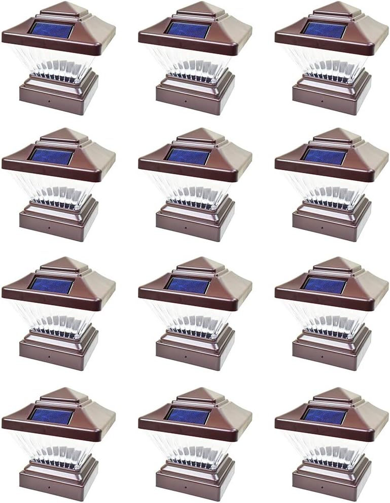 12 Pack White Solar LED Post Cap Light K147