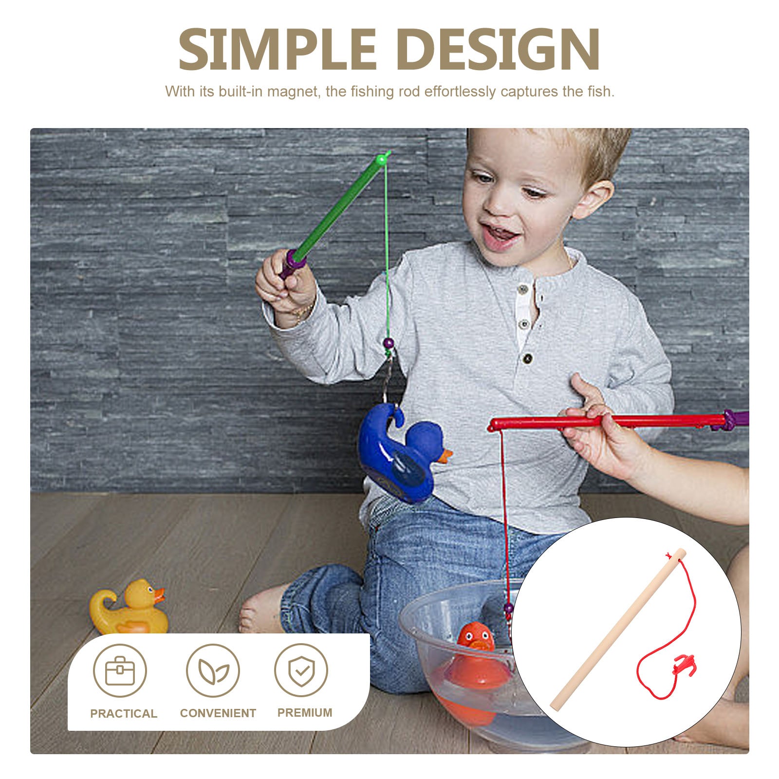 4 Pcs Wooden Magnetic Fishing Toy Playset P930