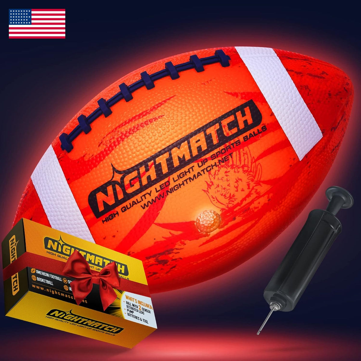 Glow in The Dark LED Football with Two LEDs Pack of 2 G1104
