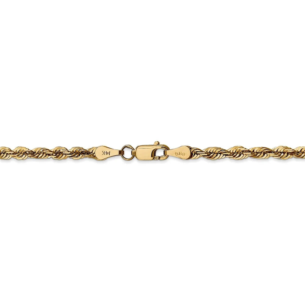 14kt Yellow Gold Diamond Cut Rope Chain with Lobster Clasp W492