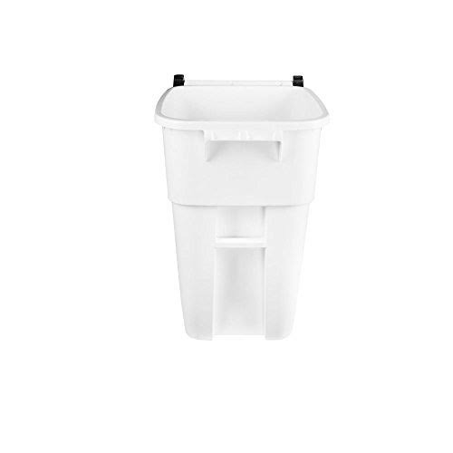 50 Gallon White Rollout Trash Container with Lid Z1709